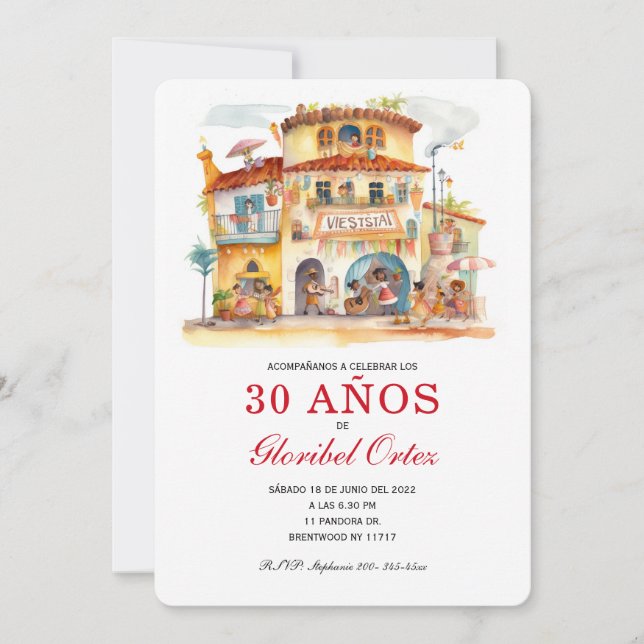 Fiesta Invitación de 30 Años Mujer Einladung (Vorderseite)