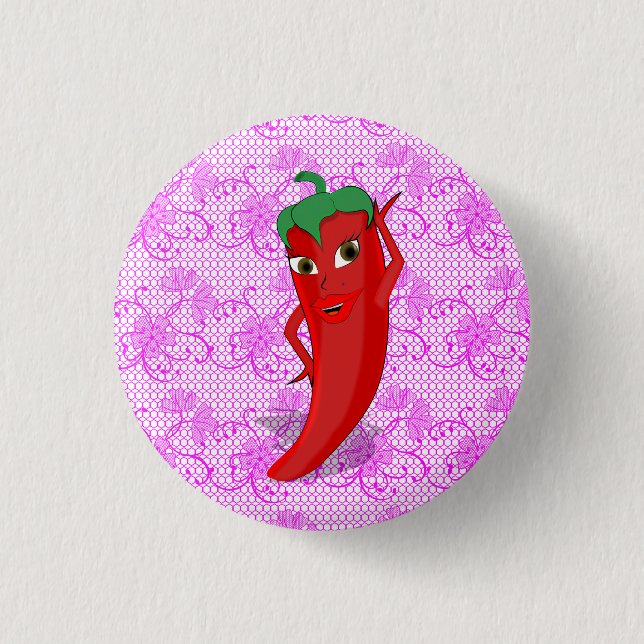 Fiesta-Junggesellinnenabschied mit roter scharfer  Button (Vorderseite)