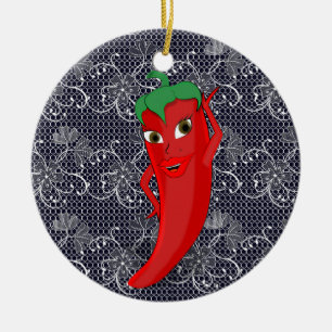 Fiesta-Junggesellinnenabschied mit roter scharfer Keramik Ornament
