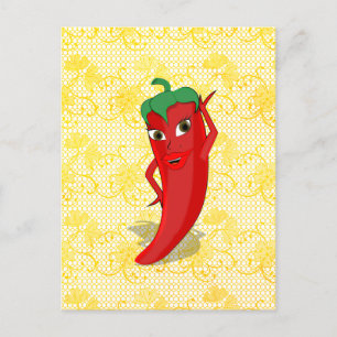 Fiesta-Junggesellinnenabschied mit roter scharfer Postkarte