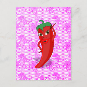 Fiesta-Junggesellinnenabschied mit roter scharfer  Postkarte