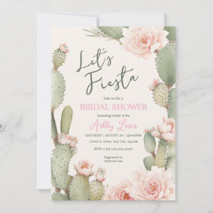 Fiesta Kaktus Boho Brautparty Rosa Blumen Einladung