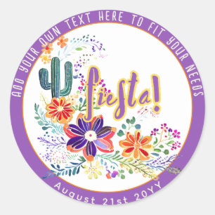 FIESTA Kaktus Folkart Blumen individuell Runder Aufkleber