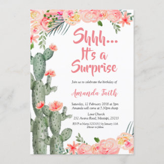 Fiesta-Kaktus-Überraschungs-Geburtstags-Einladung Einladung