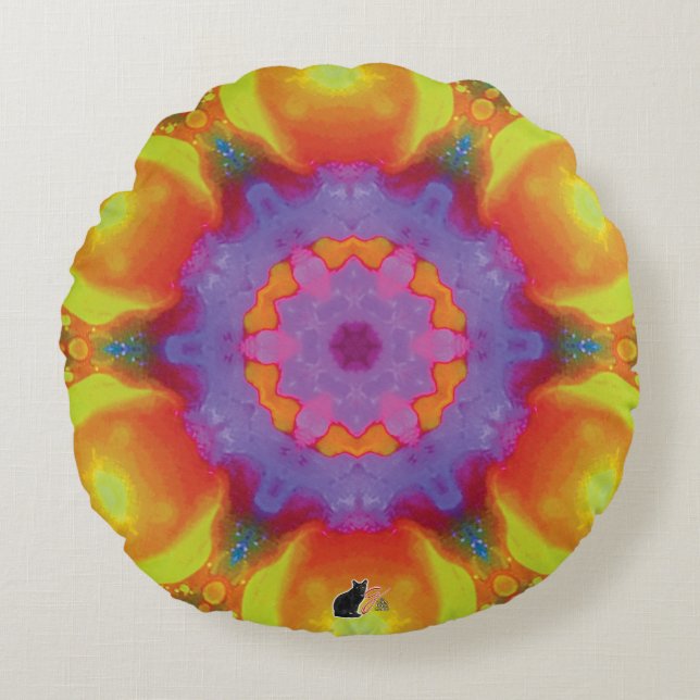 Fiesta Kaleidoscope Rundes Kissen (Vorderseite)