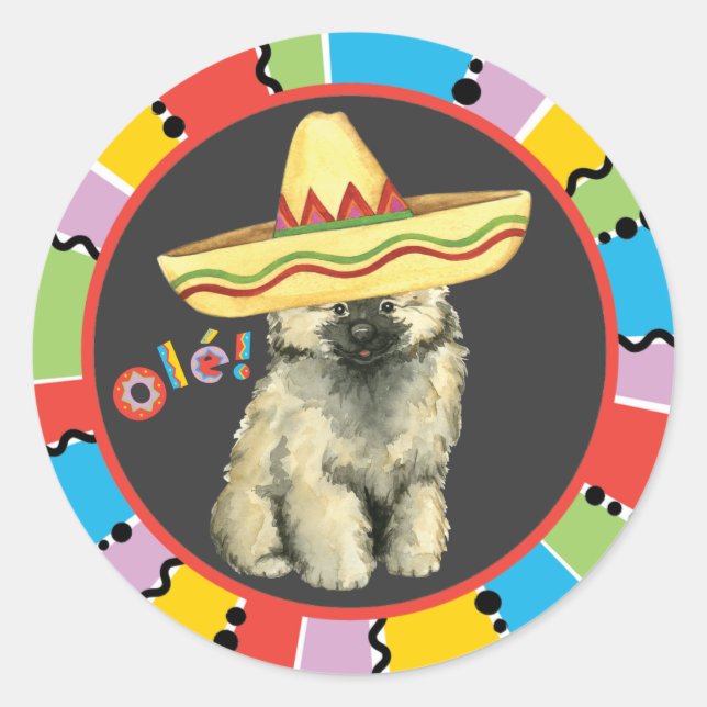 Fiesta Keeshond Runder Aufkleber (Vorderseite)