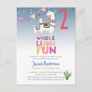 Fiesta Lama Mama 2. Geburtstag Boy Girl Postkarte