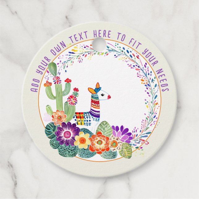 FIESTA Llama Cacti Blume Geschenkanhänger (Vorderseite)