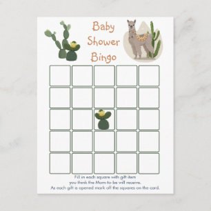 Fiesta Llama Cactus Baby Bingo Game Enclosure Card Begleitkarte