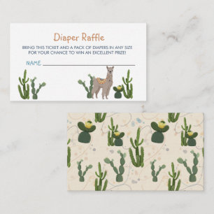 Fiesta Llama Cactus Diaper Raffle Begleitkarte