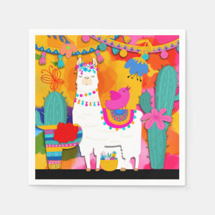 Fiesta Llama Cinco De Mayo Birthday Party Serviette