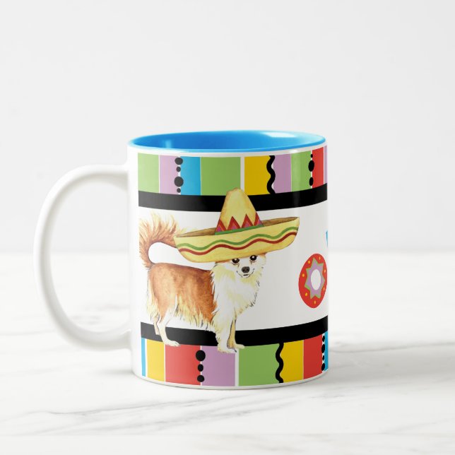 Fiesta Long Coat Chihuahua Zweifarbige Tasse (Links)