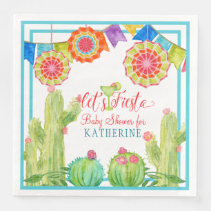 Fiesta Margarita Boy Baby Shower Cactus Pennants Serviette