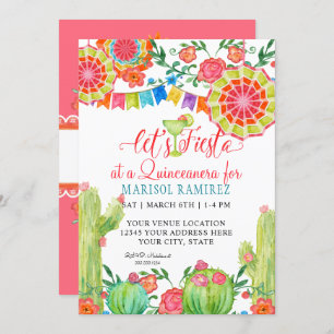 Fiesta Margarita Cactus 15. Geburtstag Quinceanera Einladung