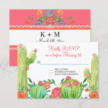 Fiesta Margarita Floral Cactus Hochzeit RSVP