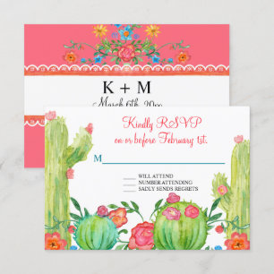 Fiesta Margarita Floral Cactus Hochzeit RSVP Einladung