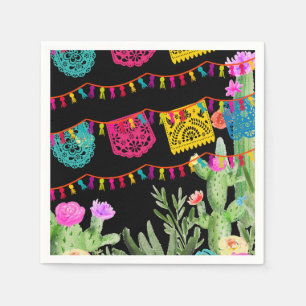 Fiesta Mexican Banners Floral Cactus Napkin Serviette