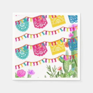 Fiesta Mexican Banners Floral Cactus Napkins Serviette