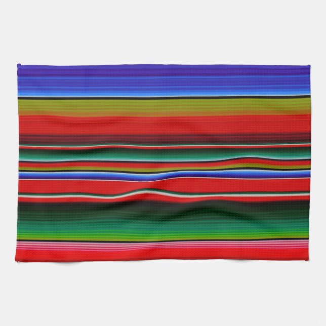 Fiesta Mexican Blanket Serape Streifen Blue Geschirrtuch (Horizontal)