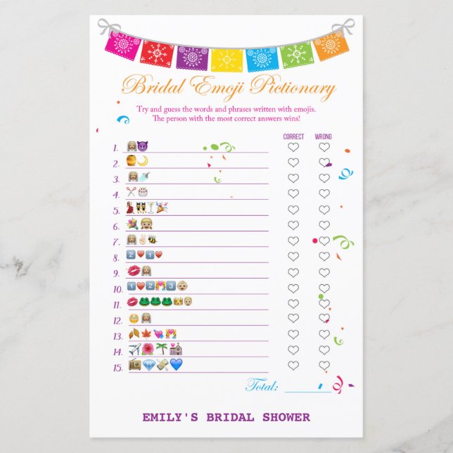 Fiesta Mexican Brautparty Game PRINTED (Vorderseite)