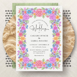 Fiesta Mexican Colorful Floral Wedding Einladung