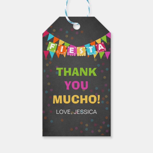 Fiesta Mexican Danke Tags Geburtstagsparty Geschenkanhänger (Vorderseite)