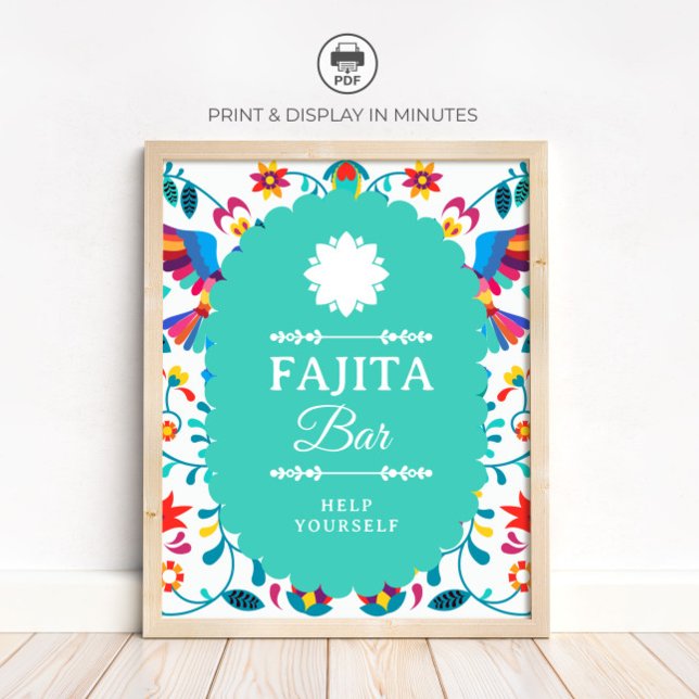 Fiesta Mexican Fajita Bar Bridal Shower Sign Poster (Von Creator hochgeladen)