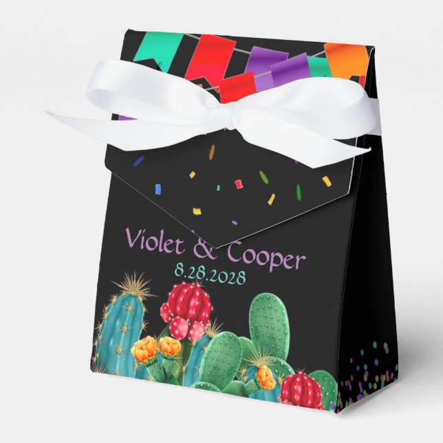 Fiesta Mexican Floral Cactus Wedding Geschenkschachtel (Vorderseite)