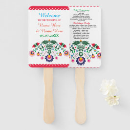 Fiesta Mexican Floral Wedding Program Hand Fan Fächer