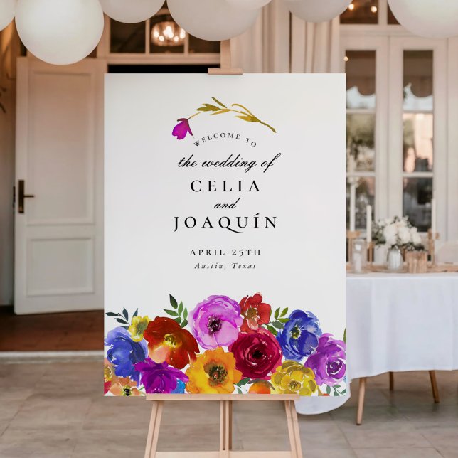 Fiesta Mexican Floral Wedding Welcome Sign Poster (Von Creator hochgeladen)