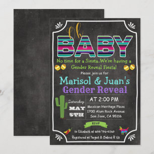 Fiesta Mexican Gender Revea Baby Shower Einladung