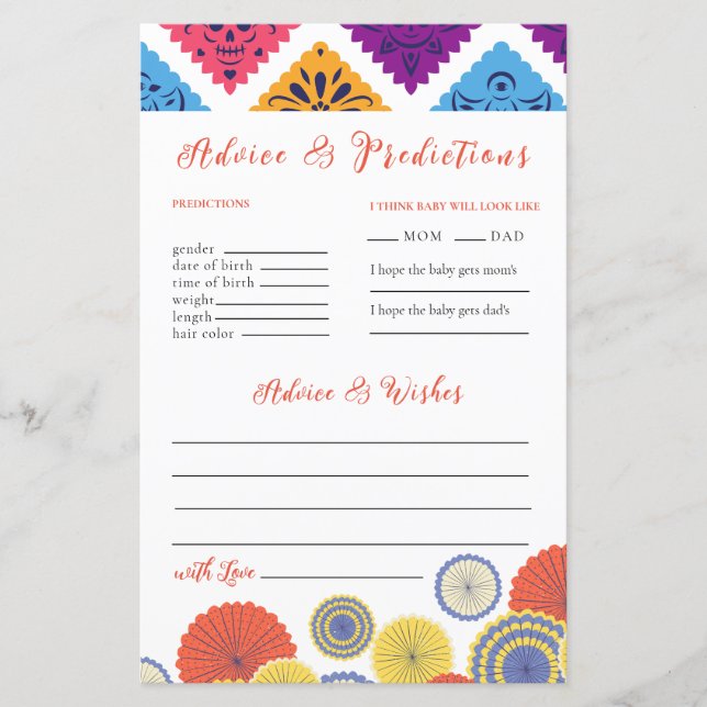 Fiesta Mexican Paper Fan Advisor & Prediction Card (Vorderseite)