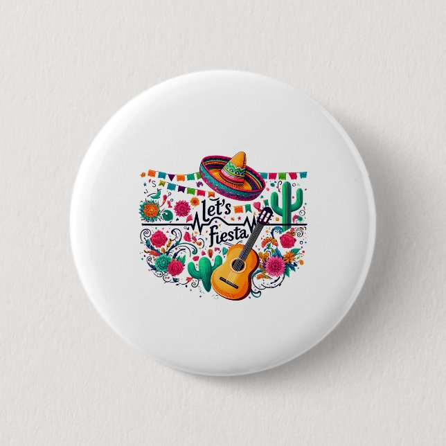 Fiesta Mexican Party Celebration Heartbeat Button (Vorderseite)