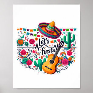 Fiesta Mexican Party Celebration Heartbeat Poster