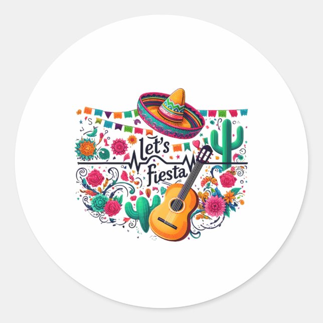 Fiesta Mexican Party Celebration Heartbeat Runder Aufkleber (Vorderseite)