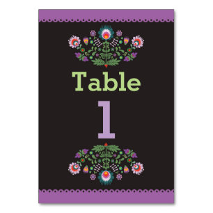 Fiesta Mexican Pattern Table Lila Number Wedding Tischnummer