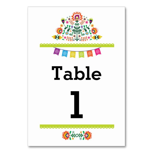 Fiesta Mexican Pattern Table Limon Number Wedding Tischnummer (Vorderseite)