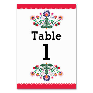 Fiesta Mexican Pattern Table Red Number Wedding Tischnummer