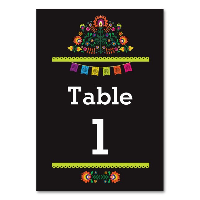 Fiesta Mexican Pattern Tischnummer Wedding (Vorderseite)