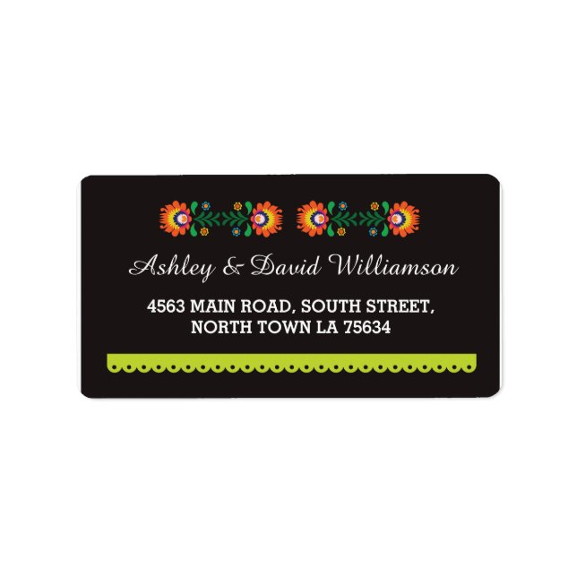 Fiesta Mexican Print Wedding Label Adressaufkleber (Vorne)