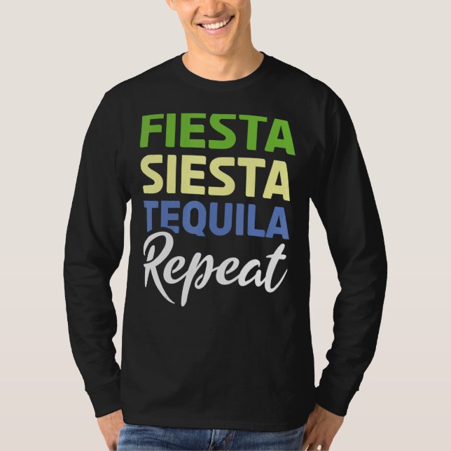 Fiesta Mexican Repeat Tequila Mexico Happy Cinco D T-Shirt (Vorderseite)