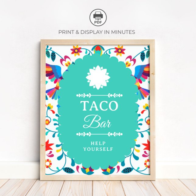 Fiesta Mexican Taco Bar Brautparty-Schild Poster (Von Creator hochgeladen)