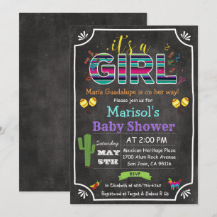 Fiesta Mexicanisches Mädchen Baby Shower Einladung