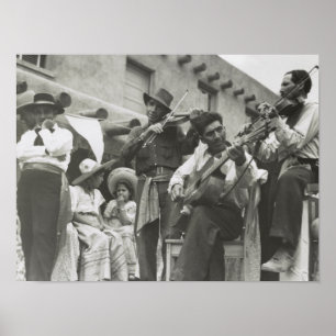 Fiesta mexikanische Musiker Taos NM Poster
