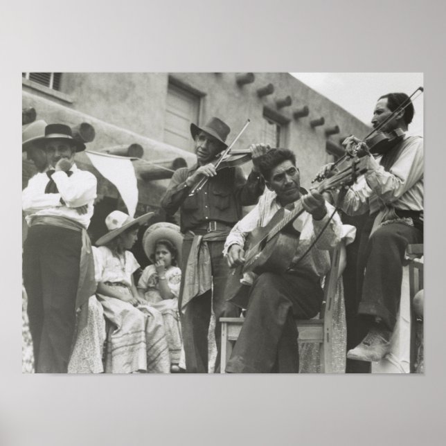 Fiesta mexikanische Musiker Taos NM Poster (Vorne)