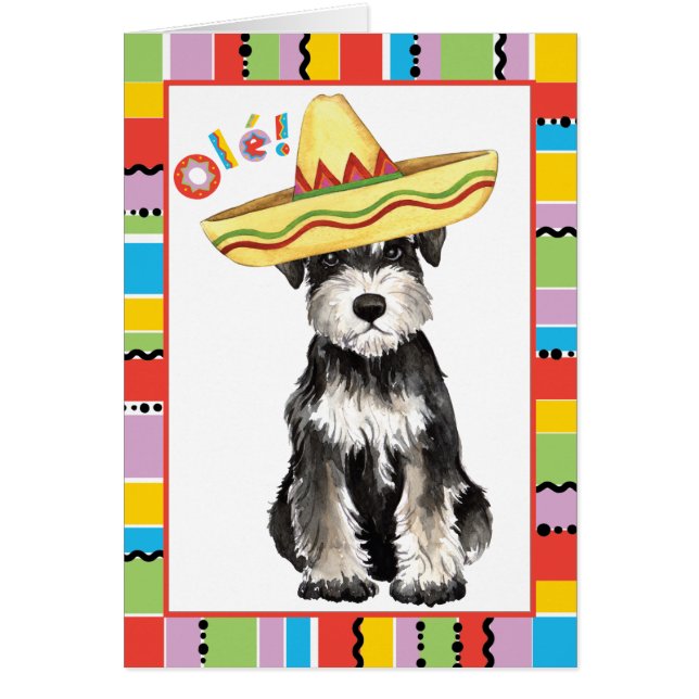 Fiesta Miniature Schnauzer Grußkarte (Vorne)