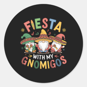 Fiesta mit meinem Gnomigos Funny Cinco De Mayo Des Runder Aufkleber