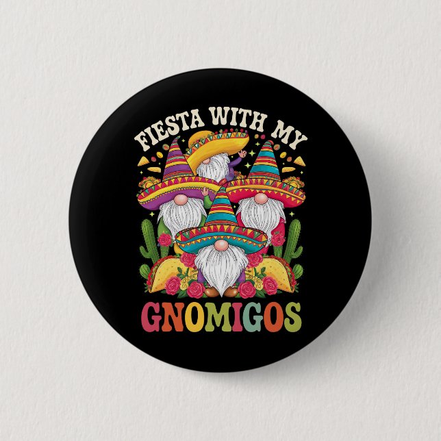 Fiesta mit meinem Gnomigos Gnome Cinco de Mayo Button (Vorderseite)