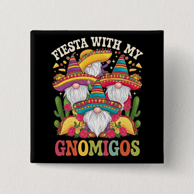 Fiesta mit meinem Gnomigos Gnome Cinco de Mayo Button (Vorderseite)