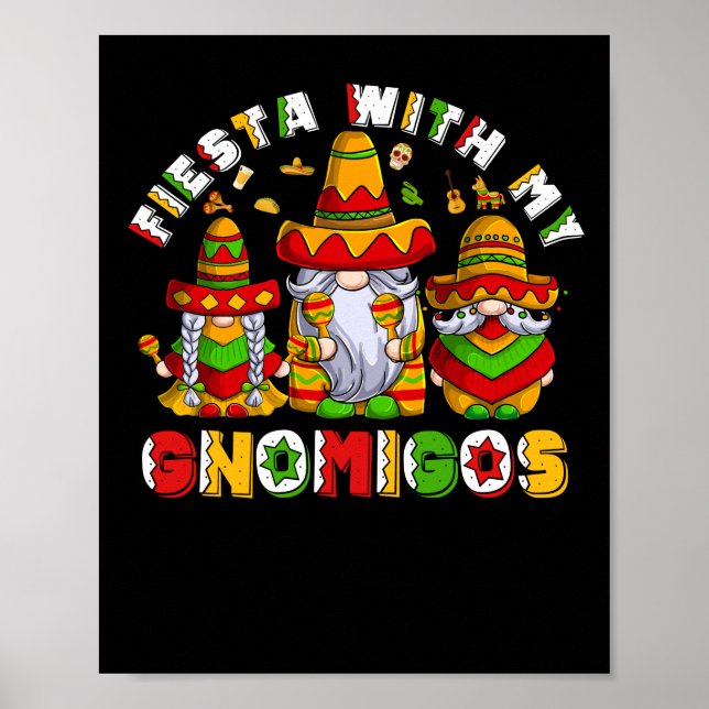 Fiesta mit meinem Gnomigos Mexican Gnome Boho Rain Poster (Vorne)